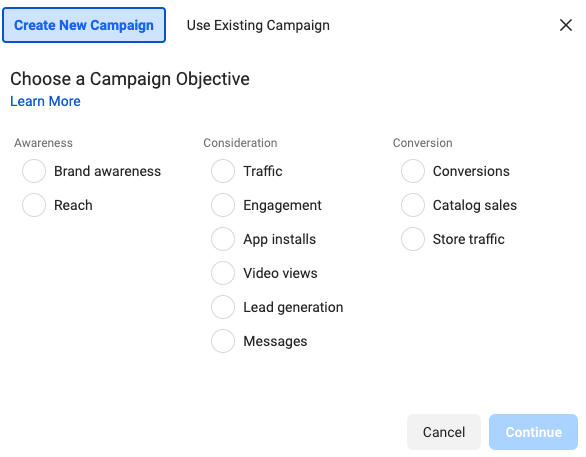 Facebook ads Campaign objective